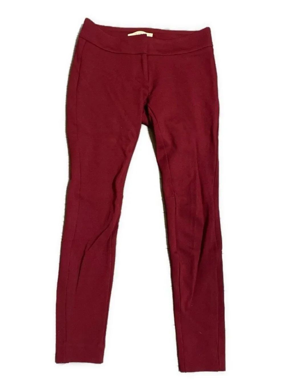 ann taylor loft burgundy julie pants Rayon Nylon Skinny Mid Rise 00 P Xxs